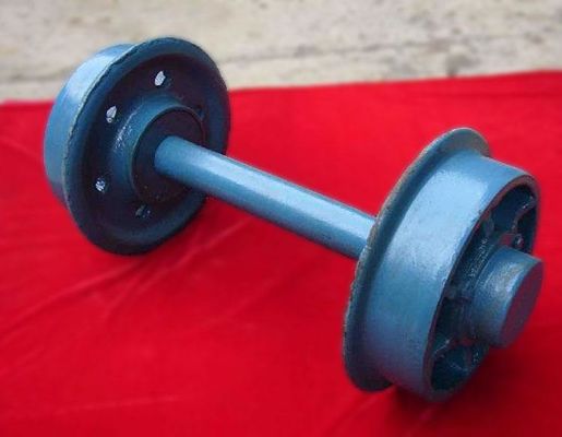 Mining Rail Wheel Set Sertifikat ISO Ditempa Flange Ganda